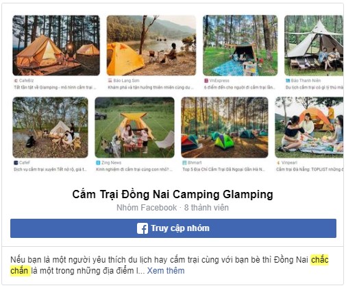 Group Facebook Cắm Trại Đồng Nai Camping Glamping