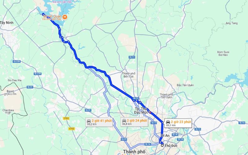 Hướng di chuyển từ thành phố Thủ Đức