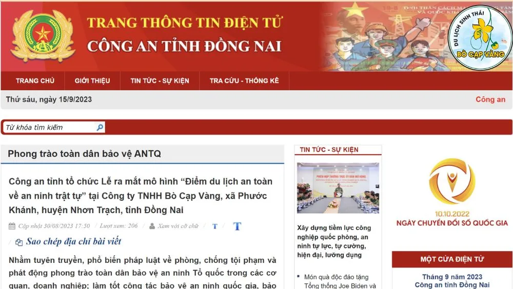 Congan.dongnai.gov.vn: Điểm du lịch an toàn về an ninh trật tự
