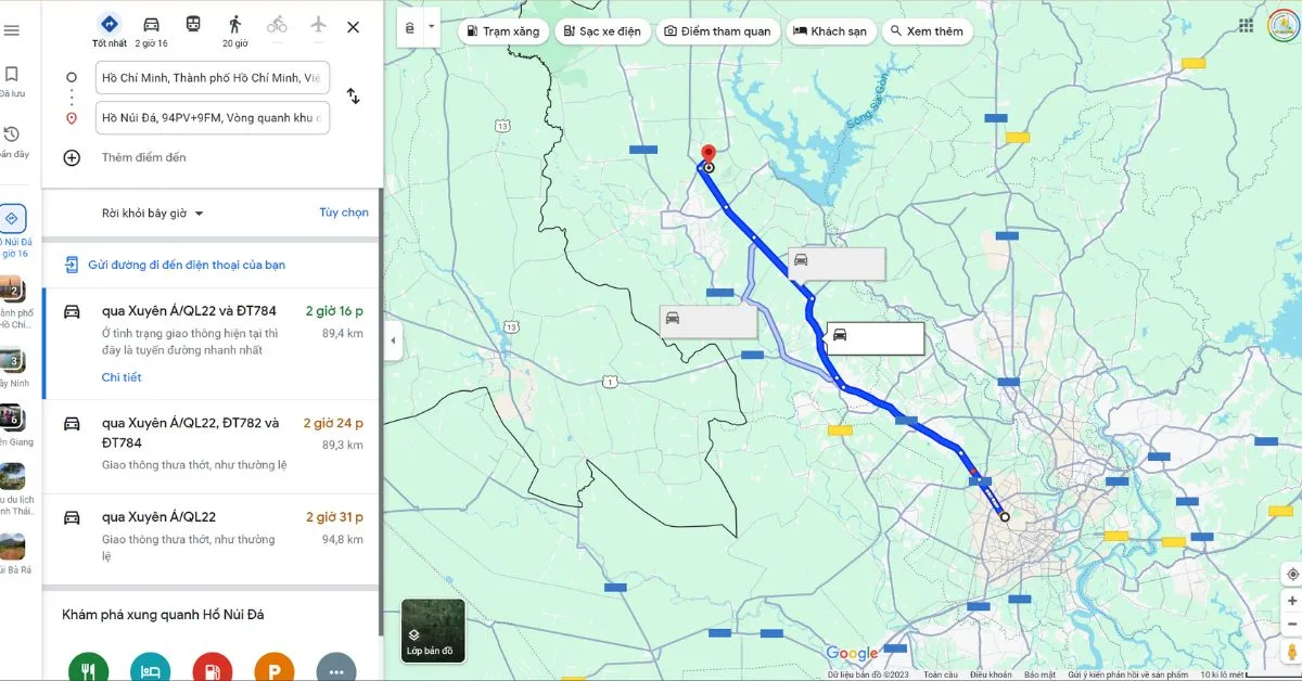 Cách di chuyển đến hồ Núi Đá 