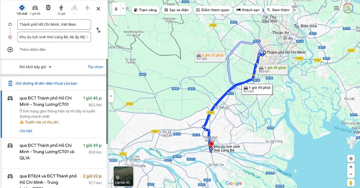 Di chuyển đến Làng Bè bằng đường nào?