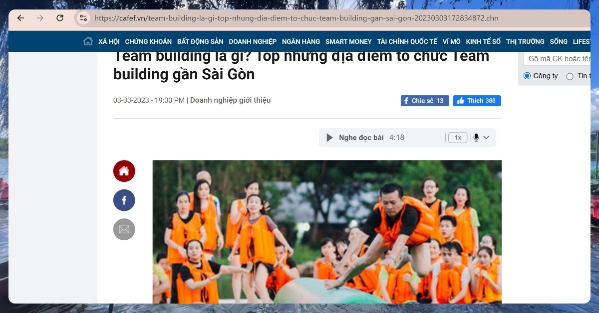 Bài viết về địa điểm teambuilding gần Sài Gòn